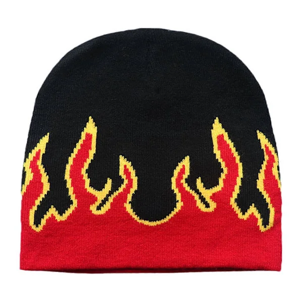 Flamme lue Grafisk lue Flamme lue Y2K lue Skullies lue Strikket lue Hatt Flamme Skull lue Slouchy lue, AB