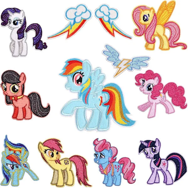 12 stk Pony strykejern på applikasjon søt dyr enhjørning broderte lapper Diy klær og vesker-- (FMY)