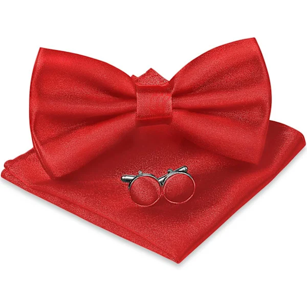 Herrfluga, Klassisk enfärgad fluga för män, Satin Tux-fluga, Justerbar formell fluga för fest, bröllop 3 st - Large RED