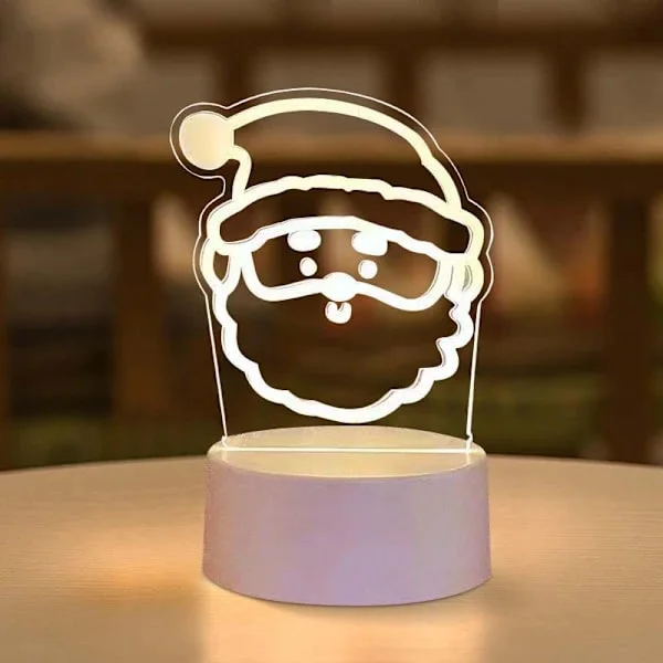 Joulu 3D-yövalo LED-lamppu USB-ladattava pöytävalaisin makuuhuoneen älykäs LED-yövalaisin (joulupukki) [energiatehokkuusluokka A+]