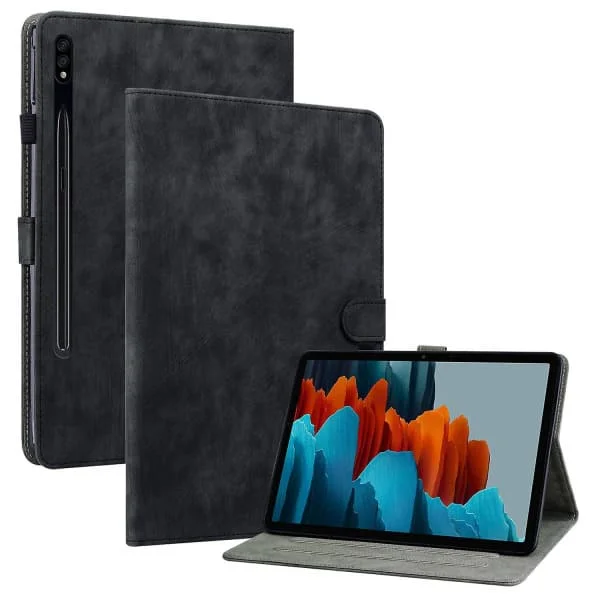 For Samsung Galaxy Tab S7 Plus / S8+ ridsefast etui sød tiger mønster trykt Tpu+pu cover med stand/kortslot sort ingen