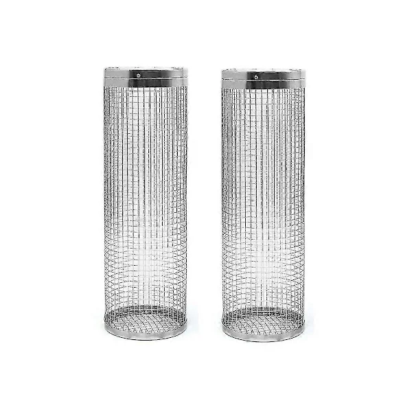 2 Pcs Rolling Grilling Baskets - Best Grilling Basket Ever, Stainless Steel Round Grill Net