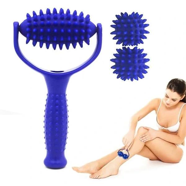 Anti Cellulite Roller - With Handle And 3 Hedgehog Balls - Massage Roller - Connective Tissue Massage - Cellulite Roller -