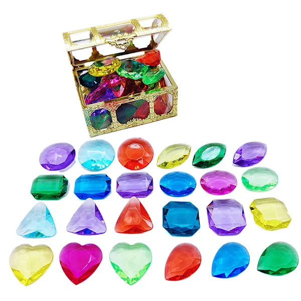 1 boks krystallperler diamantjuveler skattekiste piratfyll