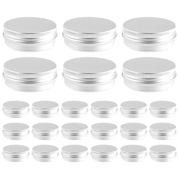48 stk. 1 Oz Bokser Sølv Aluminium Bokser Skrukork Runde Aluminium Bokser med Skrulokk Skrulokk Beholdere
