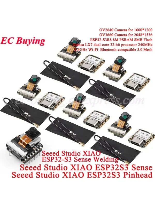 AliExpress - 1Pc-10Pc Seeed Studio XIAO ESP32S3 Sense Seeeduino ESP32-S3 2.4G WiFi BLE Mesh 5.0 Wi-Fi OV2640 OV2640 Module de caméra pour Arduino