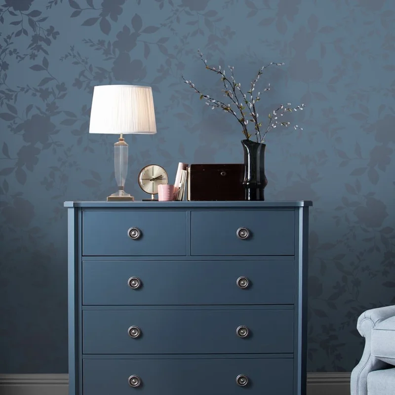 Graham & Brown Tapet, Laura Ashley vol. 3 118484 Westbourne, L, Blå/metallic, Färg & tapeter