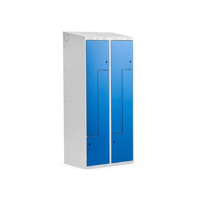 Z-locker CLASSIC, sloping top, 2 modules, 4 doors, 1900x800x550 mm, blue