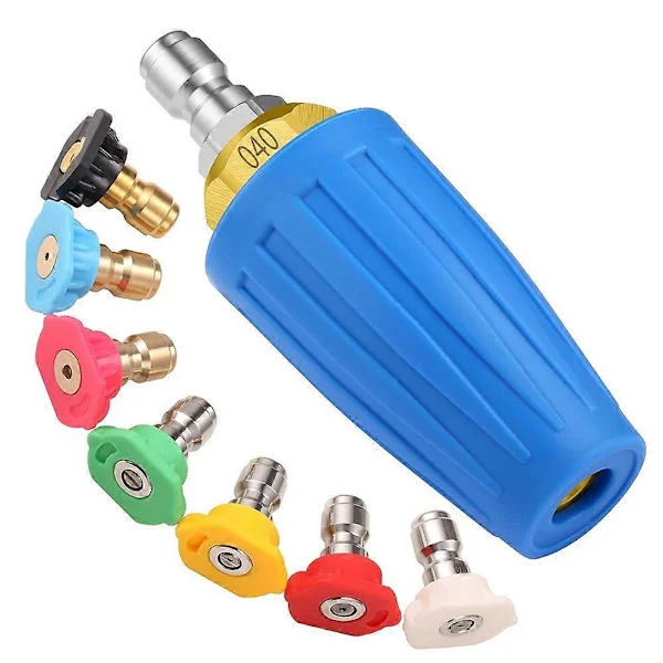 4000 PSI Turbo Munstycke Högtryckstvätt Kit med 7 Tips, 1/4 Tum Snabbkoppling, Keramisk Kärna, för Bil, Betong, Rengöring av Garagegolv