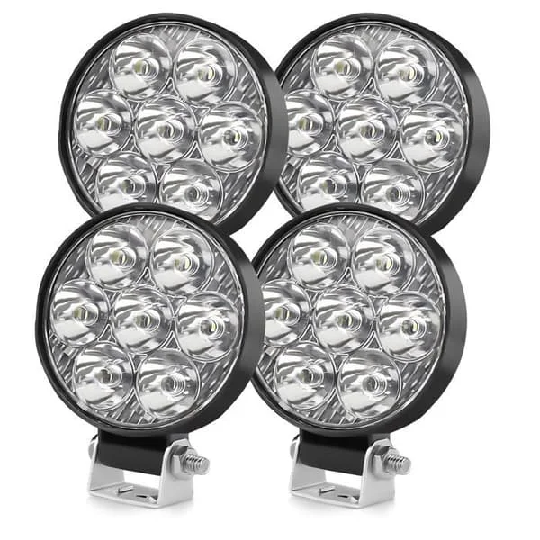 2,5 tommers 24W rund LED arbeidslampe 12v 24v, 4 stk Mini LED arbeidslampe IP68 6500K