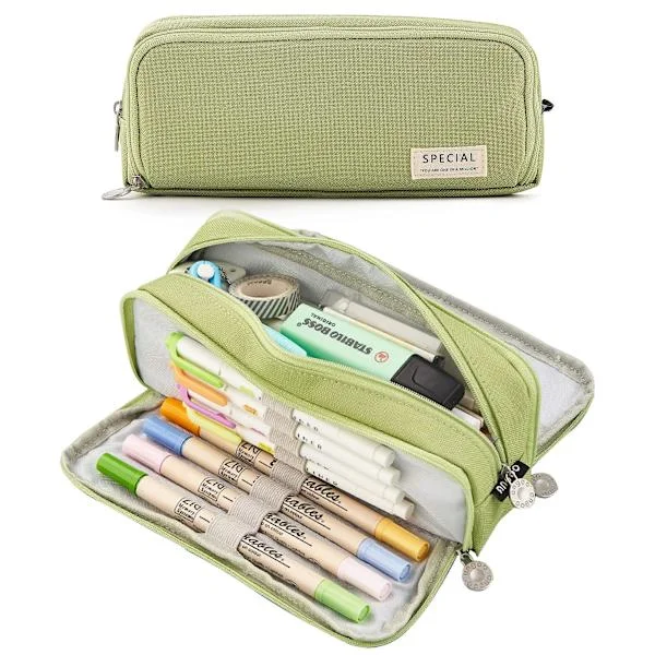 1 pc Pencil Case Large Pencil Case Large Capacity Pencil Bag with 3 Compartments School Supplies Office Storage Makeup Bag