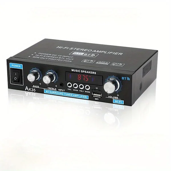 12V 2-kanals bilslutsteg, högpresterande universellt ljudsystem, 120W fast ansluten elektrisk drift, 36V max driftspänning AK35