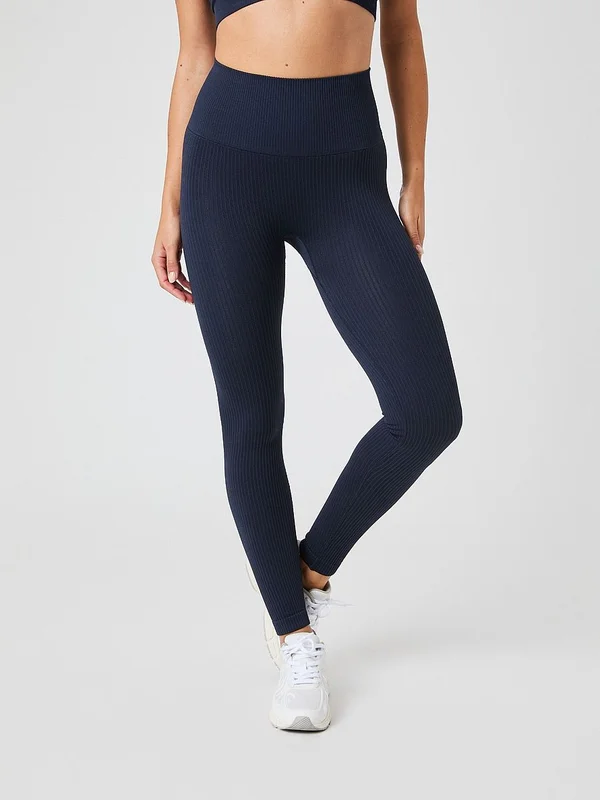 Björn Borg Studio Seamless Ribbed Tights Blå S, Tøj & Bolig, Træningsbukser, Tights