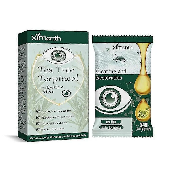 Eyelid Cleansing Wipes Eye Mite Removal Wipes Tea Tree Oil Moisturizing for Dry Eyes Cleansing Wipes Itchy Eyes (1 Box)