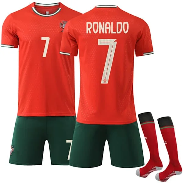 Portugal Hemmadräkt Fotbollströja Set 2025-2026 Fotbollskläder Nr 7 Cristiano Ronaldo 24