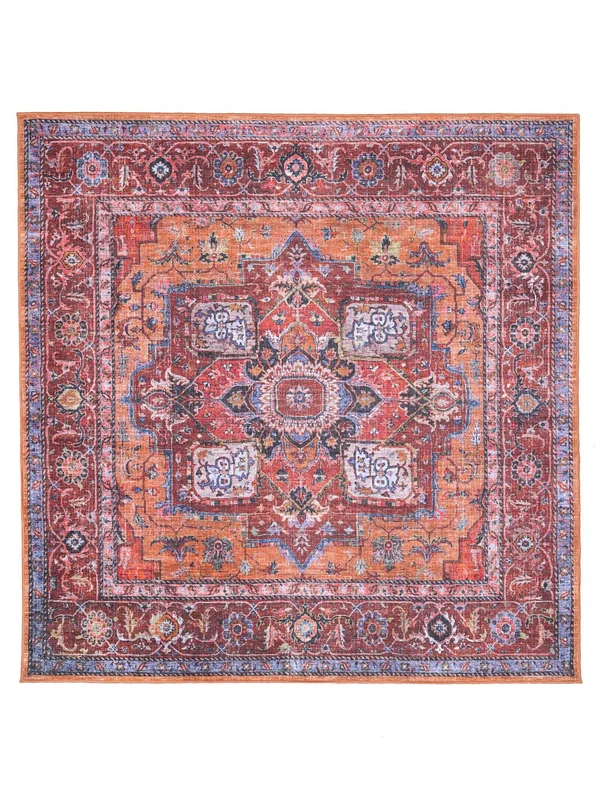 Alfombra De Cocina Georgia Oriental 240X240 Cotone Rosso/Blu