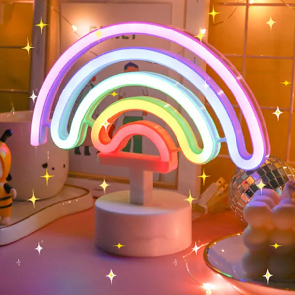 Neon USB LED Dekorativ Lampa Regnbåge Hem Barnrum Sänglampa Nattlampa Dekorativ Lampa Barn Sovrum Sovlampa
