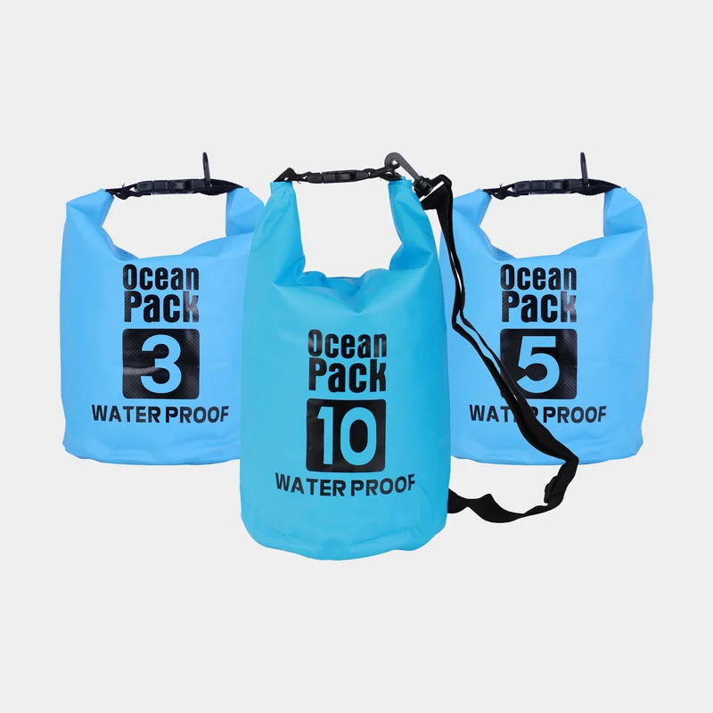 Conjunto de drybags / bolsas náuticas Ocean Pack, 500D, 3/5/10 litros, azul, 3-pack