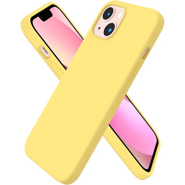 iPhone 13 -kuori, nestemäinen silikonikuori 6,1 tuuman iPhone 13:lle, erittäin ohut kuori, täysin peittävä iskunkestävä suojakuori, sitruunankeltainen