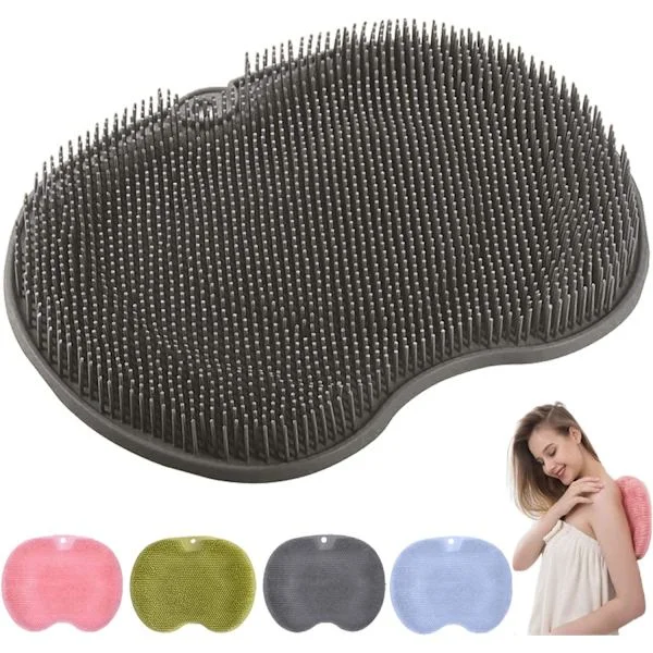 Anti-slip Silicone Massage Mat, Back Scrubber for Shower, Massage Mat with Non-slip Suction Cups, Exfoliating Bath Mat