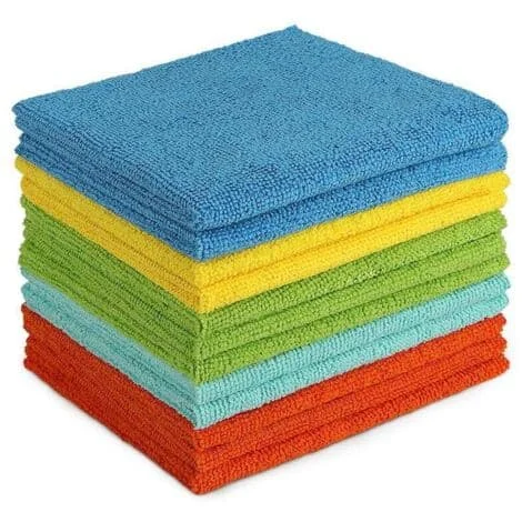 Pakke med 5 Chiffon, mikrofiber og klud, Mikrofiber rengøringsklude Blødere, Mere Absorberende, Fnugfri, til Hjem, Køkken, Bil...
