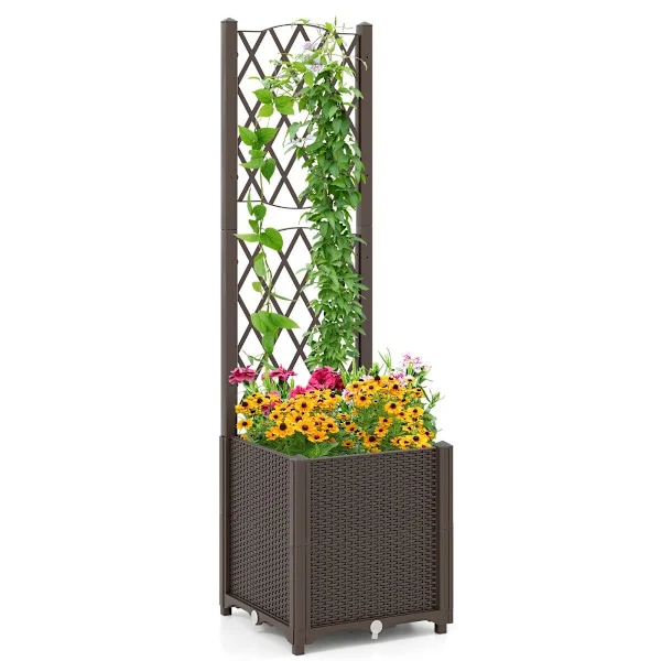 Plantekasse med espalier, selvvandende, 40x40x140 cm