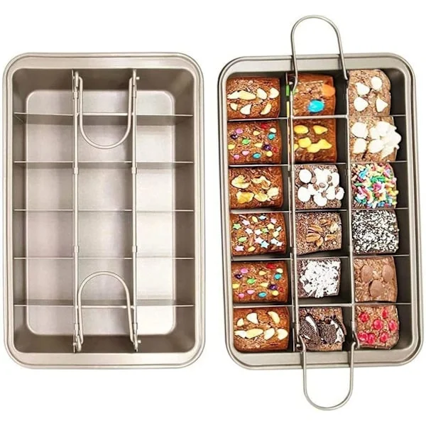 Brownieform med skillevæg, 18 forskårne browniebageplader, Brownieform med skillevæg Chokoladekageform Non-stick opdelt brownie