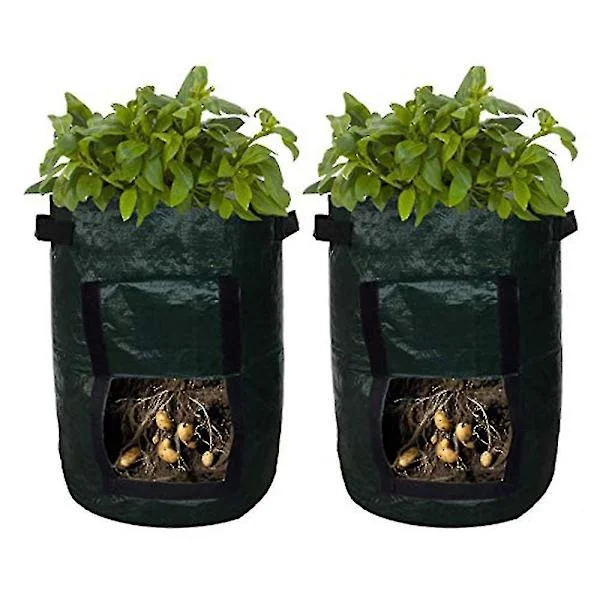 2-pack Svart Odlingspåse Bärbar Potatisodlingspåse Odlingspåse Odlingspåse Med Handtag Tillgångslock För Morötter