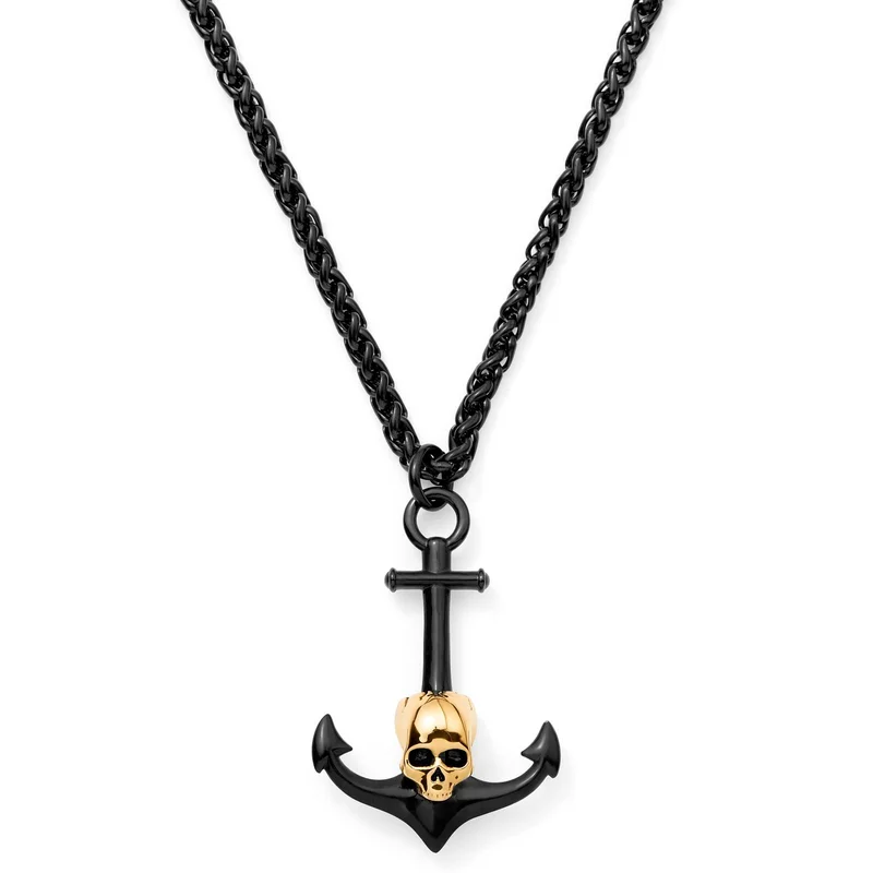Tadd Black Anchor & Skull Necklace for Men