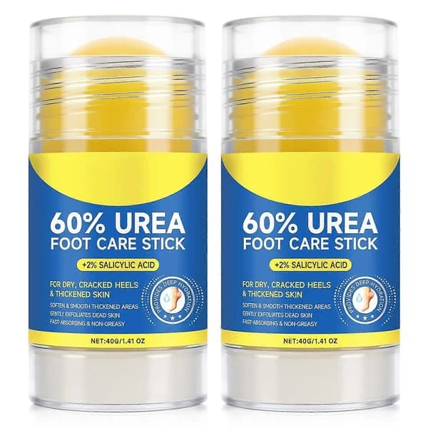 60% Urea med 2% Salicylsyre Urea Fodplejestick - Fodcreme Fugtighedscreme til Tørre Revnede Fødder, Knæ, Albuer, Hænder, Hårdhudsfjerner & 