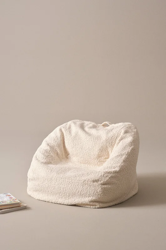 Jotex - Mini Barnfåtölj Polystyren - Polyester - Teddy Naturvit BEAN - Köp Barnfåtöljer hos Jotex