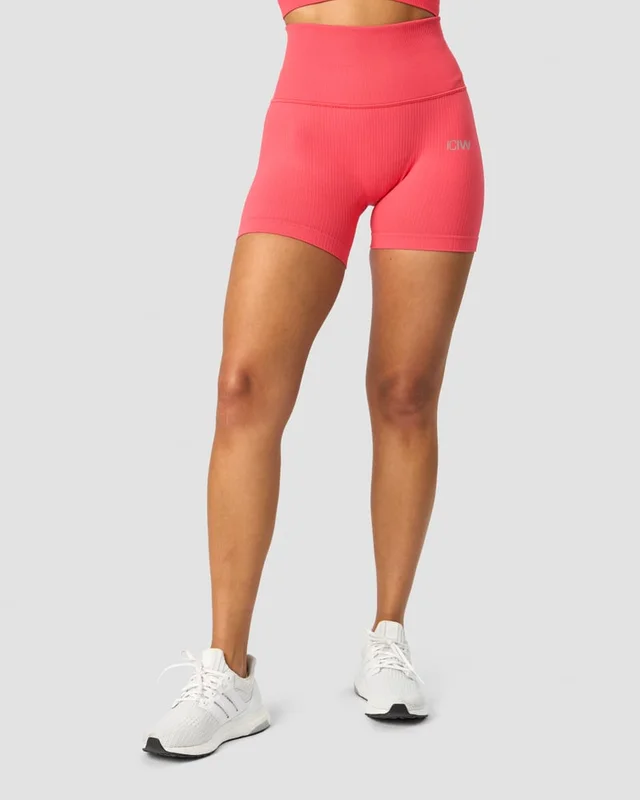 ICANIWILL - Ribbed Define Seamless Pocket Shorts Coral Red- Shorts - Dames - sportkleding van ICIW