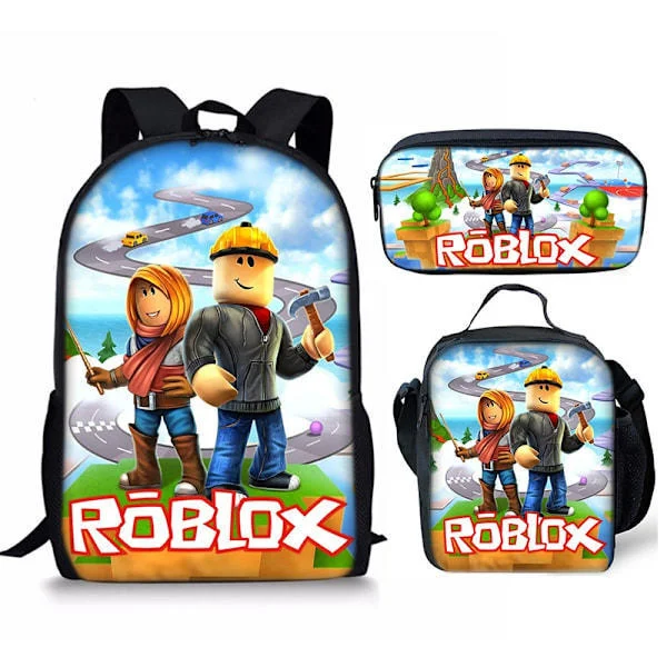 Roblox Ryggsäck Skolväskor Reseryggsäckar 3-delat set - Julklapp Barn - Present - Multi-D Rosa