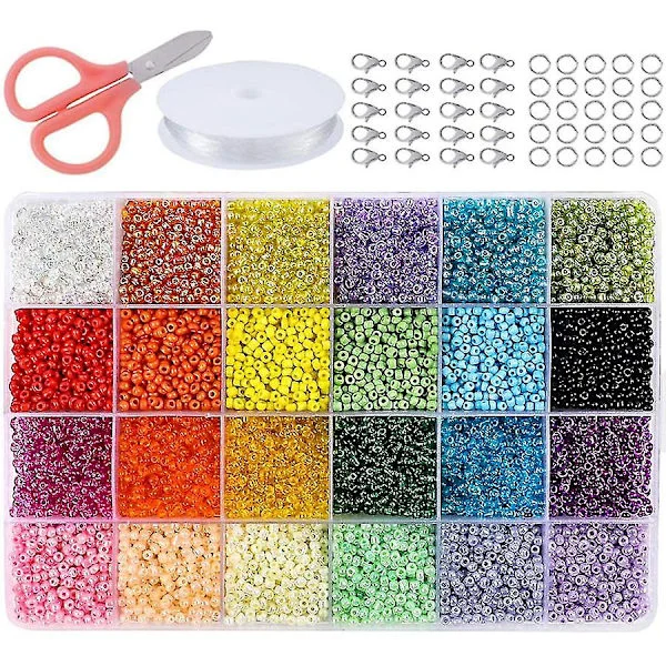 Glass Seed Beads 24 Colors Small Beads Kit Bracelet Beads For Jewelry Making