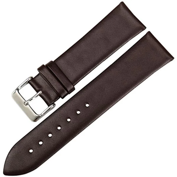 Classic Watch Strap Soft PU Leather Dark Brown 22mm