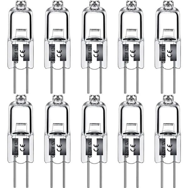 G4 Halogenlampor 10W 12V Varmvit – 10-pack Kapsellampor för Bänkbelysning & Accentbelysning 10W