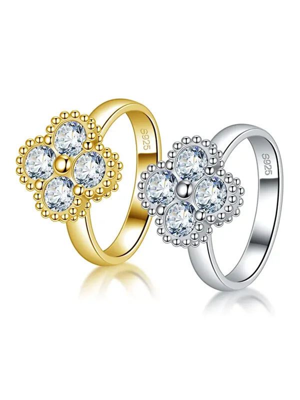 AliExpress - LinkerLove Moissanite trèfle à quatre feuilles bague pour femmes S925 en argent Sterling diamant alliance Couple promesse bague de 