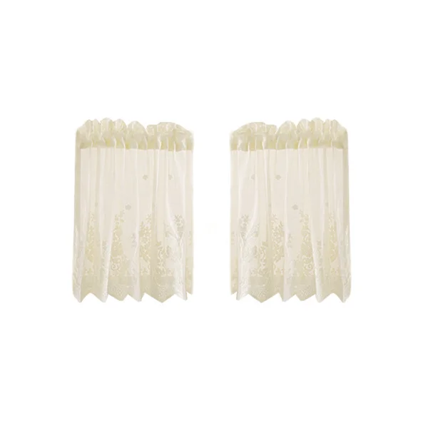 Lace Curtain in Cream, Floral Embroidered Semi-Sheer Window Curtain for Kitchen, Bathroom, Living Room