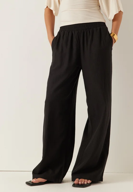 BUBBLEROOM - Linen Trousers - Black