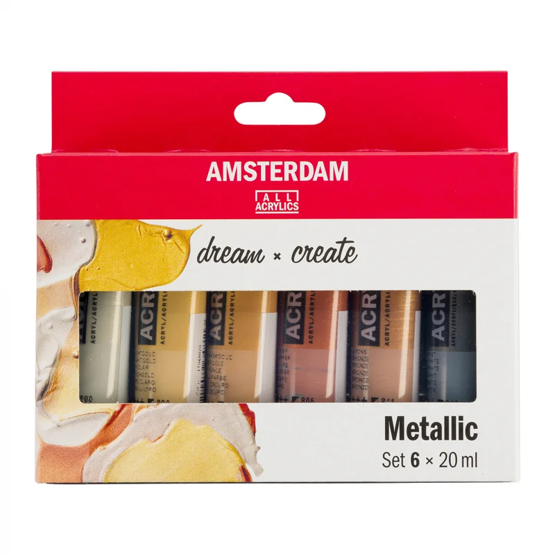 Amsterdam Akryylivärit Metallic setti 6 x 20 ml