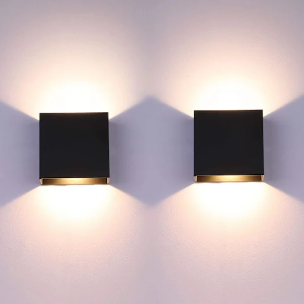 2-pack LED Vägglampa Inomhus Upp och Ner Vägglampa Vägglampa Modern Vägglampa Belysning Svart 7W Aluminium