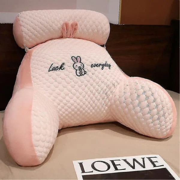 【BQ】Reading Pillow for Bed Backrest Lumbar Support Arm Seat Cushion Lounger Pillow Pink