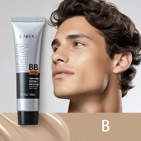 BB Cream Foundation for Menn, Farget Fuktighetskrem BB Cream, Concealer Fargekorrigerende Krem for Menn, BB Cream Medium for å Dekke Skavanker