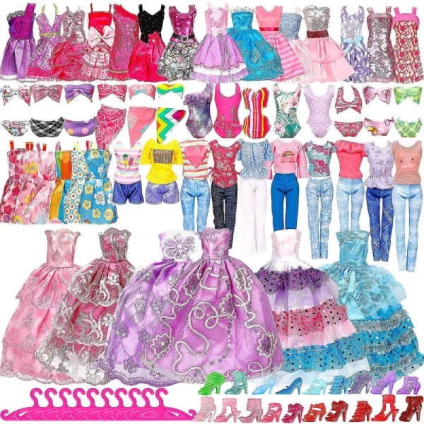 50 kpl/setti Barbie-nuken vaatteet kengät korut vaatteet tarvikkeet pukeutumisleikki 30 cm nukelle