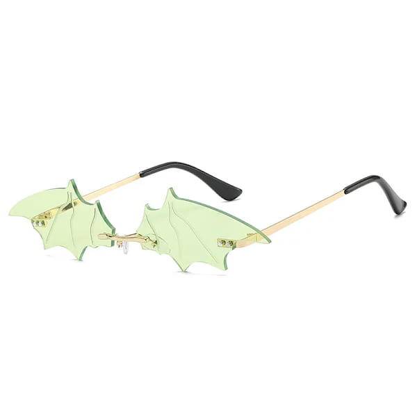 Flaggermus solbriller uten ramme Goth briller for kvinner menn Halloween festbriller Trendy briller UV 400 beskyttelse