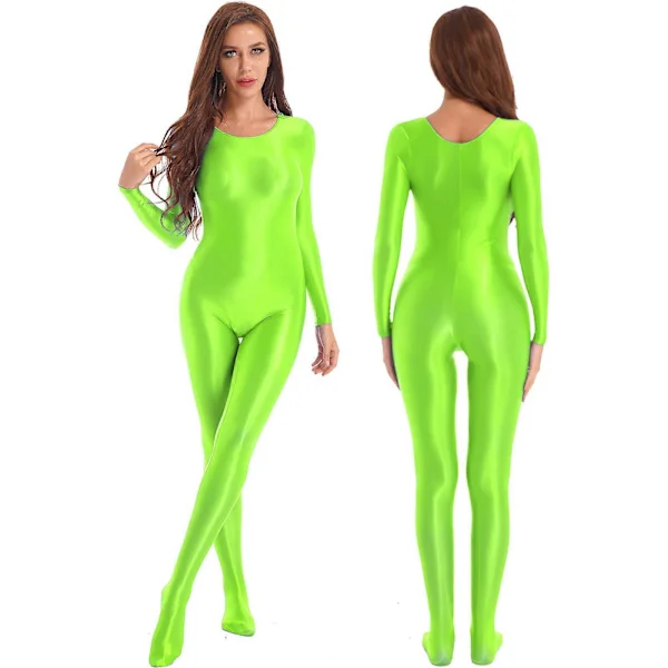 9 farver Sexet Dame Blank Badedragt Badetøj Langærmet Teddies Bodystocking Silkeagtig Heldragt Jumpsuit Udslæt Beskyttelse