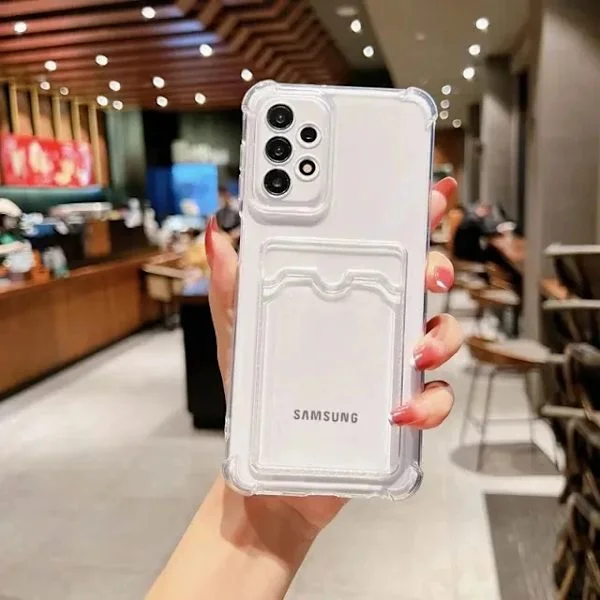 Kortfack Plånboksfodral kompatibelt med Samsung Galaxy S25 S24 S23 S22 S21 Ultra Plus FE A54 A53 A13 A14 A52 A34 A32 A72 5G Genomskinligt Skal Funda