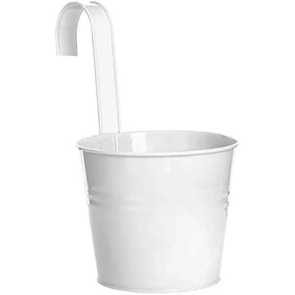 Hengende blomsterpotte hage blomsterpotte balkong blomsterpotte metall jern bøtte brakett innendørs og utendørs egnet for rekkverk gjerde balkong