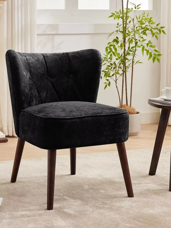 AliExpress - Armloser Akzentsessel im Mid-Century-Stil, gepolsterter Lounge-Sessel mit stabilen Holzbeinen für Wohnzimmer, Schlafzimmer und B