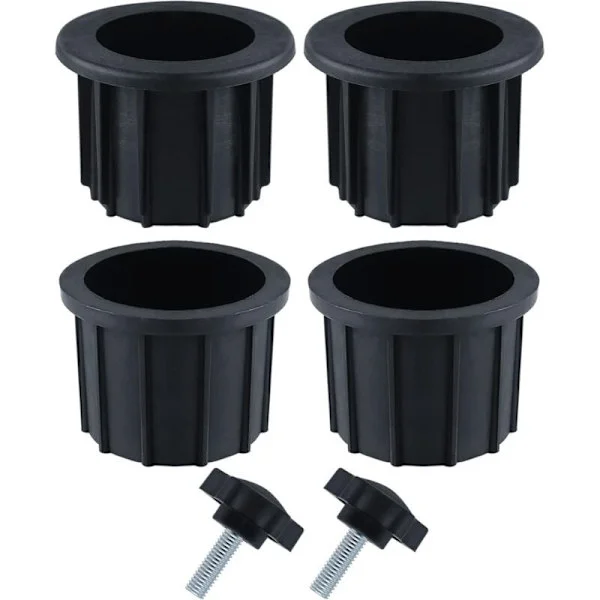 2 Set (6 Delar) Svarta Tillbehör för Balkongparasoll - 4 Paraplyhålsringar u0026 2 Handskruvskruvar, Kompatibla med Uteplatsbord u0026 Terrasser